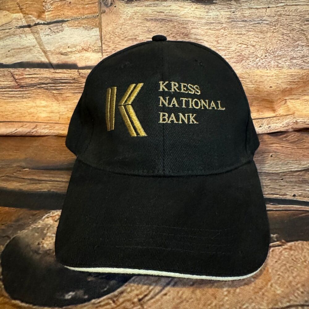 Ram Baseball Cap Hat Men's Adjustable Black Gold Kress National Bank Promo